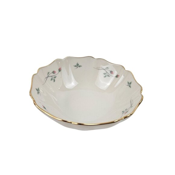 Lenox Rose Manor Scalloped Bowl Cream Pink Rose Floral Gold Trim Made in USA - Picture 2 of 9